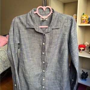 J.Crew Perfect Shirt Blue Polka Dot Button Down Size 8